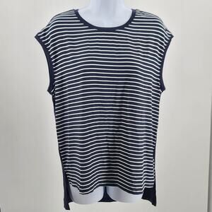 Loft women's Breton stripes sleveless blouse navy Size Medium nautical office